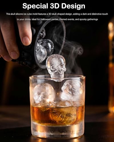 Molde de Silicona para Cubos de Hielo Calavera 3D Blanco miniatura 3