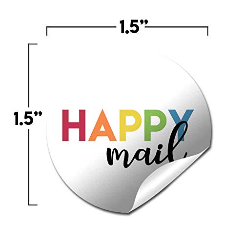 Rainbow Letters Happy Mail Thank You Customer Appreciation Sticker Labels For Small Businesses, 60 1.5" Circle Stickers By Amandacreation, For Envelopes, Postcards, Direct Mail, More! #TOP2