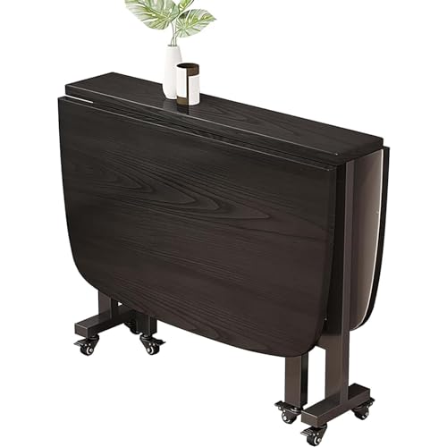 Mesa de comedor plegable de madera extensible con ruedas, mesa de cocina pequeña para salón, cafetería, restaurante, color negro, 100 x 60 cm