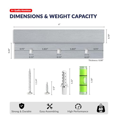 Image of French Cleat Hanger Kit 6 inch 6 Pairs 60 lb Z Hanging Heavy Picture Mirror Frame Wall Mounting Bracket Aluminum Hardware Duty Hooks Drywall Clips Large Canvas Painting Headboard Whiteboard
