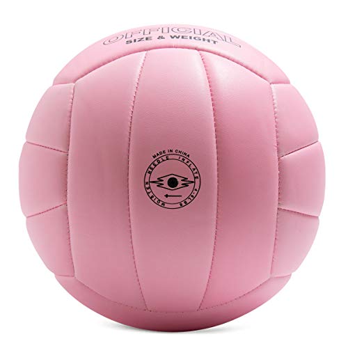 Runleaps Volleyball, Waterproof Indoor Outdoor Volleyball For Beach Game Gym Training (Official Size 5, Pink) #TOP2