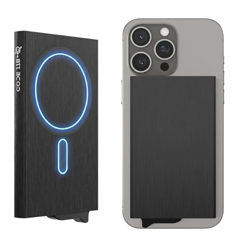 Image of CODE 118 Wallet for Men - Slim Minimalist Aluminum Magnetic Card Holder - RFID Blocking Front Pocket Mag Safe Wallet with Strong Magnet Attachment (Brushed Black)