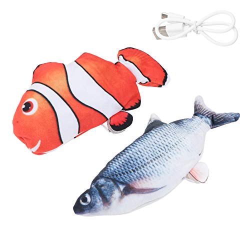 VILLCASE 2Pcs Peixe Gato Em Movimento Elétrico Brinquedo Peixe de Pelúcia Interativo Realista Balanç