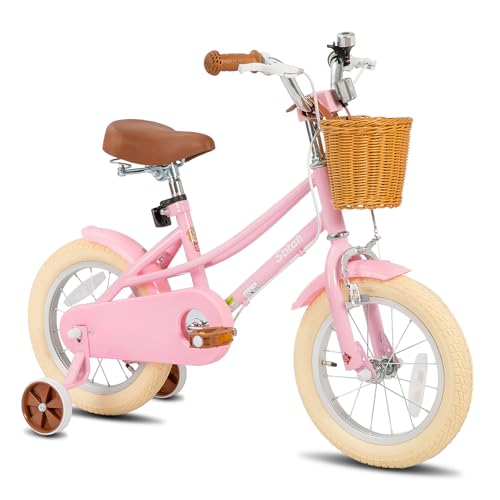 STITCH Bicicleta infantil de 12 pulgadas para niñas de 3 a 4 años, bicicleta de niña de 12 pulgadas con ruedas estabilizadoras y cesta, bicicleta para niños, color rosa
