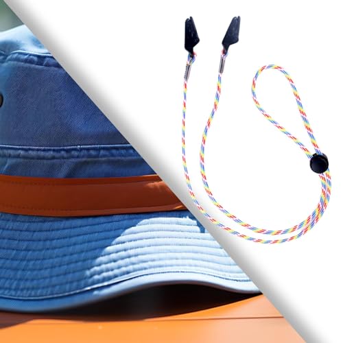 jojomis 2x Adjustable Hat Strap Clips with Chin Cord, Windproof Hat Retainers for Sun Hats, Beach, Hiking, Boating, Camping, and Sailing