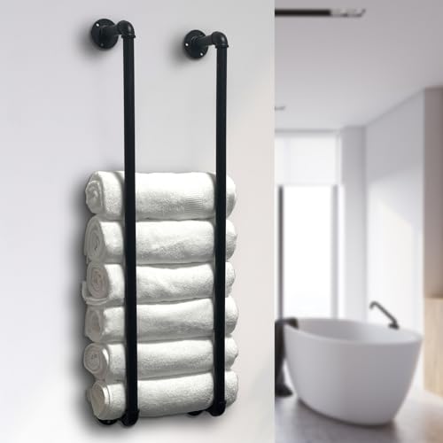 Industrial Pipe Towel Rack for Bathroom Wall Mounted,Towel Holder Black by HAOVON - Used condition - Image 7