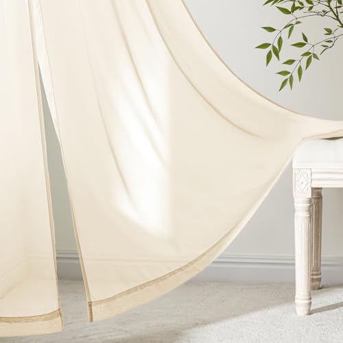 MIULEE Butter Cream Sheer Curtains 84 Inches Long, 4 Panels Set, Rod Pocket Voile Drapes Light Filtering and Semi Transparent, Elegant Window Treatments for Bedroom Living Room,42 x 84 Inches MIULEE Butter Cream Sheer Curtains 84 Inches Long, 4 Panels Set, Rod Pocket Voile Drapes Light Filtering and Semi Transparent, Elegant Window Treatments for Bedroom Living Room,42 x 84 Inches