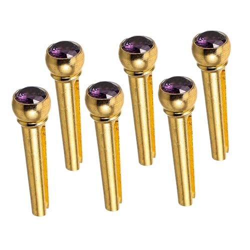 GOOHOCHY 6個アコースティックギターブリッジピン ブラス製弦柱 ペグ 弦固定強化 安定したチューニング対応 多機種対応 簡単交換可能 楽器修