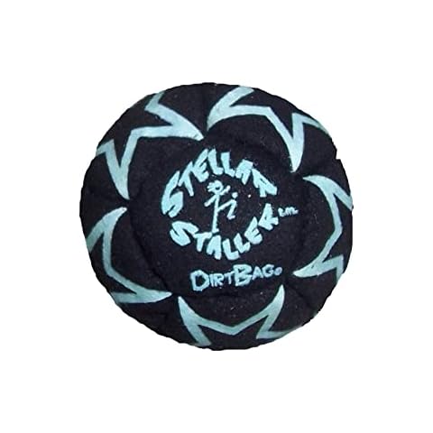 DIRTBAG Stellar Staller Glow in The Dark 12-Panel Footbag Hacky Sack, Hand-Stitched, Synthetic Suede - Black Cover