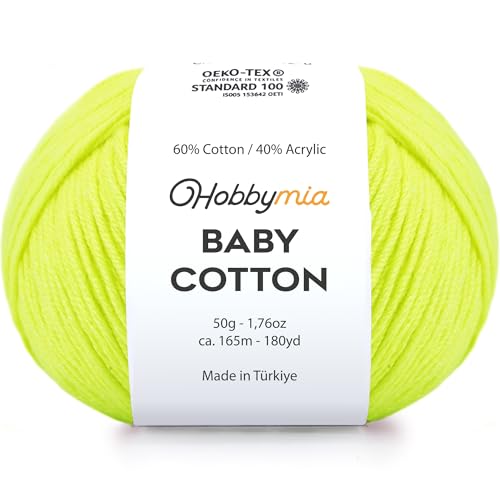 Image of Baby Cotton Blend Yarn - Soft Sport Weight Yarn for Crochet & Amigurumi - 50g /180yds - 60% Cotton 40% Acrylic - Ideal for Baby & Knitting Proj.(Marigold Yellow, 1 Ball)