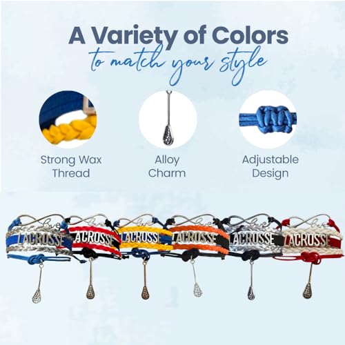 Image of SportyBella Lacrosse Bracelets For Girls - Adjustable Charm Bracelet w /Infinity Symbol & Silver Lacrosse Stick Charm. Friendship Bracelet Gifts for Players, Teams & Coaches