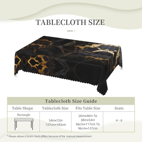 Nappe en tissu marbre noir doré réutilisable pour réception - 6
