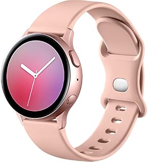 Mastten Silicone Strap Compatible With Samsung Galaxy Watch Active 2 40mm/44mm, 20mm Sport Double Hole Buckle Wristband For Galaxy Watch 4/Watch 4 Classic/Watch3 41mm/Watch 42mm, Small Black