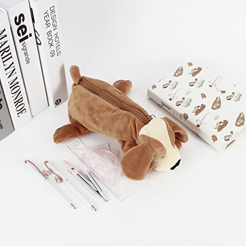 Image of Minache Women Animal Dog Plush Stationery Pouch Pen Pencil Case Ladies Cosmetic Bag