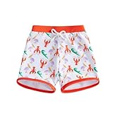 Fernvia Toddler Baby Boy Swim Trunks Cartoon Pattern Elastic Waist Swimming Shorts for Pool Beach Summer Clothes Swimwear (B-Lobster, 12-18 Months)