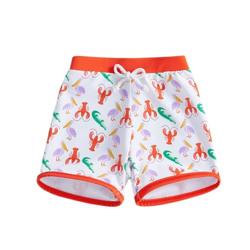 Fernvia Toddler Baby Boy Swim Trunks Cartoon Pattern Elastic Waist Swimming Shorts for Pool Beach Summer Clothes Swimwear (B-Lobster, 12-18 Months)