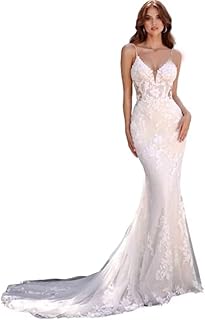 Modest Wedding Dress for Bride 2025 Long Applique V-Neck Simple Beach Bridal Gowns for Women