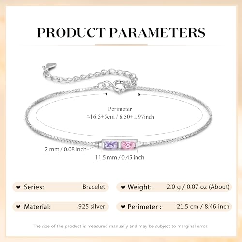 Lam Hub Fong Custom 1-6 Birthstone Bracelet for Women Gifts for Mothers Day Personalized Adjustable Bracelet Gifts for Women Birthday Anniversary (2 Birthstones) - Thumbnail 3