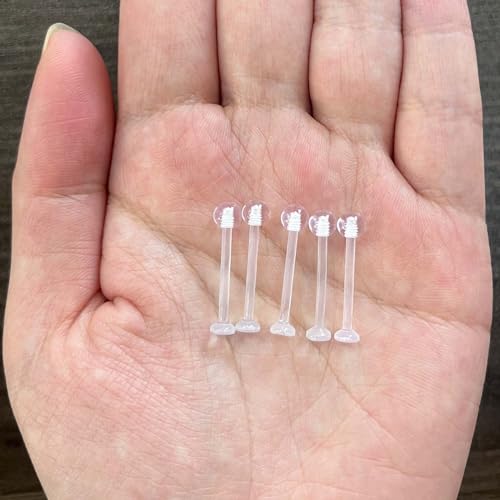 8G/10G/12G/14G/16G/18G Bioplast Clear Flat Tongue Nipple Ring Flexible Retainers Spacers Labret Bar3