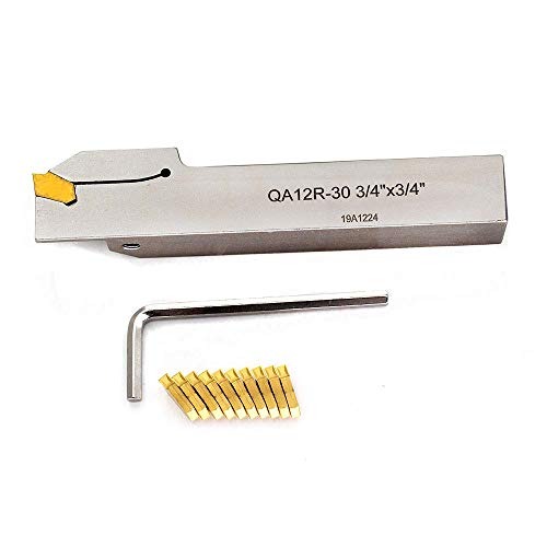 Oscarbide 3/4" Indexable Lathe Grooving Parting Holder Heavy Duty Nickel Plated Qa12R-30 Right -Hand Cut Off Tool With 10 Pieces Carbide Inserts Gtn-3(Qc1403) #TOP4