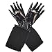 KLVEU Long Black Leather Gloves Shiny Long Black Gloves for Women Costume Cosplay Party(B-M)