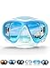 COPOZZ Snorkel Mask, Snorkeling Scuba Dive Glasses, Free Diving Tempered Glass Goggles - Optional Dry Snorkel with Comfortable Mouthpiece (4260-Blue)