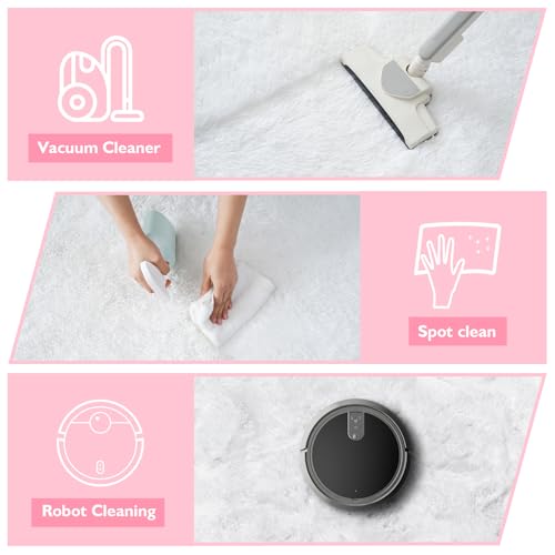 Shag Area Rug for Bedroom 4x6,White Fluffy Area Rugs for Living Room,Soft Fuzzy Rug Non-Shedding Indoor Plush Carpet for Kids Bedroom Nursery Dorm Home Decor
