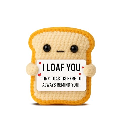 Crochet Toast Plush I Loaf You Handmade Crochet Plushie Cute Romantic Gift for Boyfriend Girlfriend Husband Wife Valentines Day Gift Soft Yarn Encouragement Keepsake