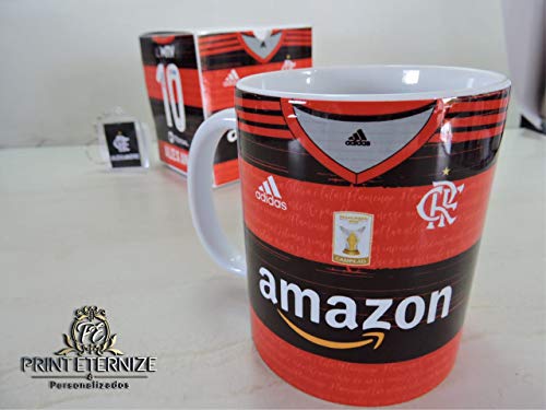 Caneca Camisa Flamengo Vermelha c/Nome Grátis Caixinha + Brinde