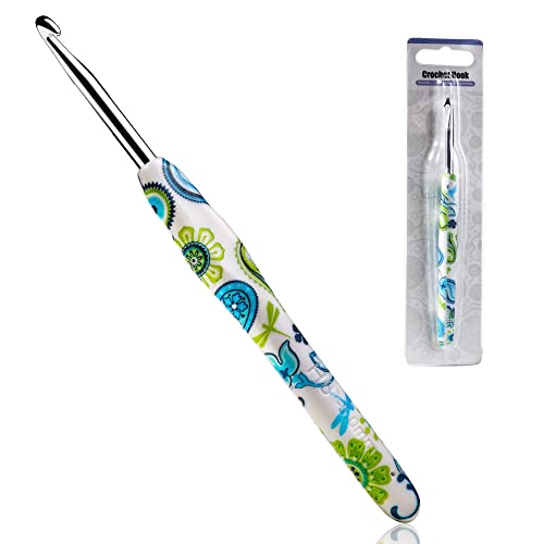 Image of 5mm Looen Crochet Hook, Ergonomic Handle for Arthritic Hands, Soft Rubber Grip Extra Long Knitting Needles for Crochet Beginners, Knitting Enthusiasts (5mm)
