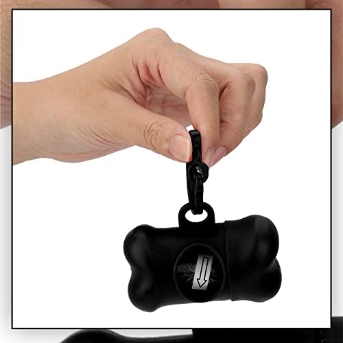 963 Poo Bag Holder Dog Waste Bag Dispenser Bone Shaped Doggy Poop Bags Biodegradable Key Chain Belt Collar Clip Leak-Proof Puppy Carrier Outdoor Walking Travel Storage Pet Supplies (40 Bags) Black