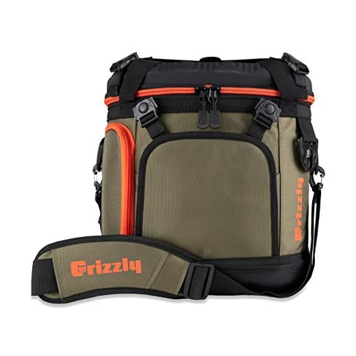 Grizzly Drifter 20 | 20 qt Flip-top Soft Cooler Bag | Ice Chest for Beach Boat Camping Car Fishing Golf Hiking Hunting Lunch Picnic | Lightweight Portable Insulated Waterproof | Green/Black/Orange