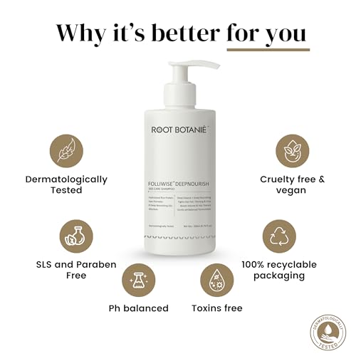 Image of FOLLIWISE Anti Hair Fall & Deep Nourish Shampoo | Hairfall Control & Scalp Microbiome Balance | Rice Water, Silk Protein, Rosemary & Peptides| Strengthens Frizzy & Weak Hair | Men & Women | Sulphate & Paraben Free | 200ml