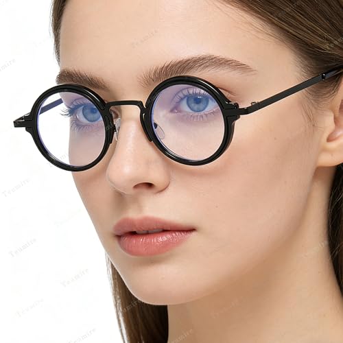 Image of Classic Round Glasses for men women Circle Blue Light Eyeglasses Hippie Style Non Prescription Eyewear