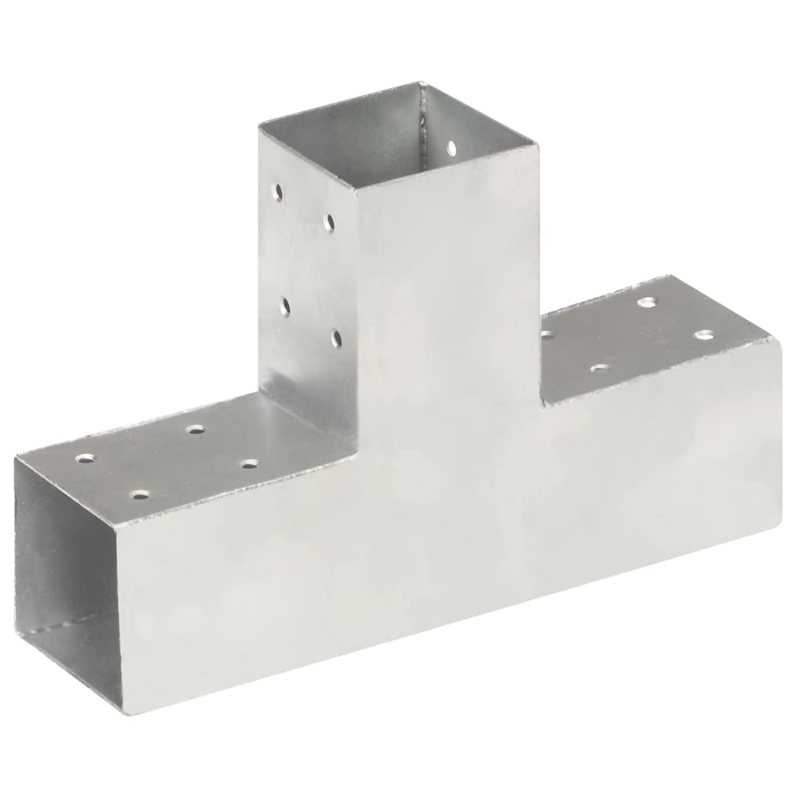 Connettore per Pali a Forma di T in Metallo Zincato 71x71 mm,Angolo per palo per Legno, Argento Supporto per Pali,per Gazebo e Porticati,da Avvitare,per Fissaggi su Calcestruzzo