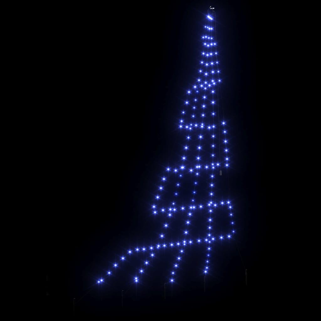 Árbol de Navidad LED con estacas, color azul, 306 cm, estructura metálica, 8 modos, alimentado por USB, para interior y exterior protegido