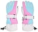 LULLABY KIDS Winter Gloves for Kids Gloves for Kids Skating Gloves Cold Gloves Unisex Kid's Waterproof Ski Snow Gloves, Pink Blue Grey, M(7-9Y)