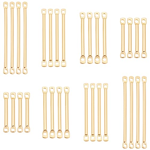 Ph Pandahall FIND-PH0005-90-US2 Pandahall 80Pcs 14K Gold Plated Earring Links Bars Connectors, Brass 2-Hole Earring Strip Stick Golden Bar Jewelry Connector cover