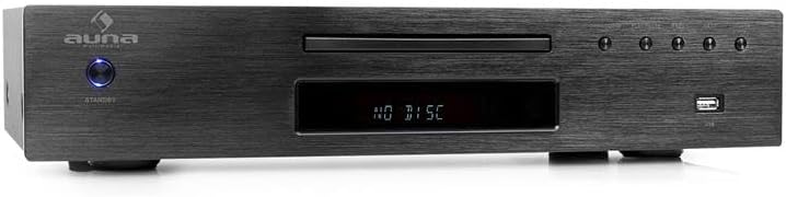 Auna AV2-CD509 HiFi CD Player - USB, Digital/Analogue Outputs, 40 Presets, Brushed Stainless Steel, LCD, Remote Control, Black
