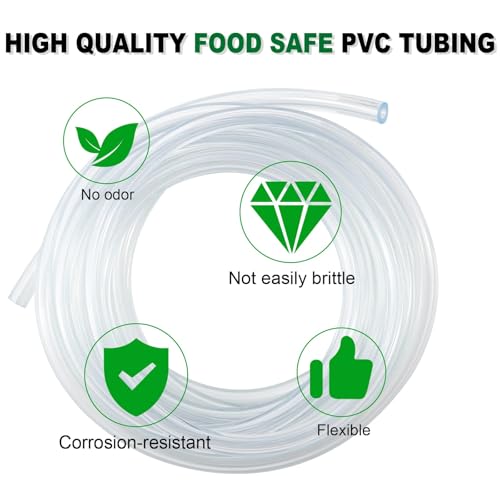 25ft-Hilangsan Kegerator Beer Line Tubing 3/16 Beer Line Food Safe PVC Tubing for Kegerator Beer Keg Lines Replacement Thick Walled Kegerator Lines Replacement Kit Beer Dispensing Line Hose Clamps by Hilangsan - Used condition - Image 4