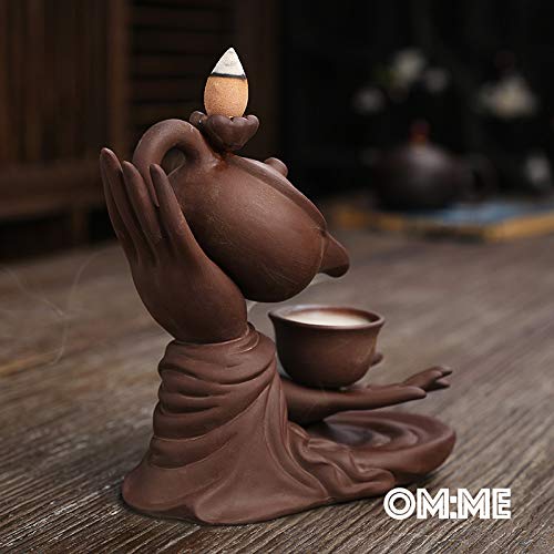 Omme Backflow Incense Burner Incense Holder Antique Ceramic Aromatherapy Ornament Home Décor Yoga + 20 Upgraded Incense Cones (Tea Pot) #TOP6