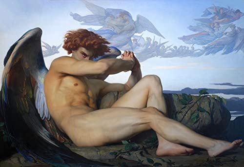 HASWEX Bilder Moderne Kunst Gemälde WandgemäLde Der gefallene Engel Alexandre Cabanel für Heimdekoration60x90cm