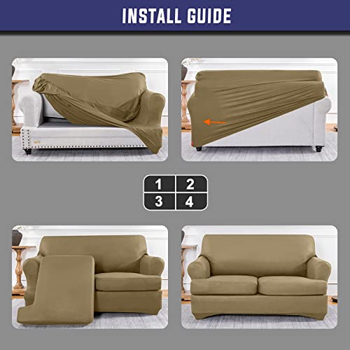 Amazecov 2 Pieces Stretch Foil Printed Chair Slipcover Specially Designed For T Cushion Armchair Slipcovers With 1 Individually T Cushion Shape Covers ,Yellow #TOP6