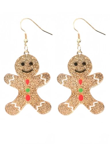 Christmas Red White Green Earrings Gift Holiday Earrings for Women (Gingerbread man)