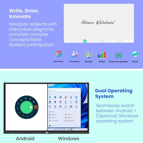 Image of 65 Inches 4K UHD Touch Screen LED UltraTouch Display Interactive Flat Panel Monitor 3840 x 2160 Pixels Android 14 Ideal for Schools,College,Institute,Home&Office