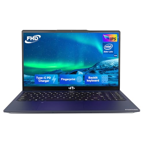 NIMO 15.6 IPS FHD-Laptop, Intel 12th Gen N100 (Beat i3 1115G4 Up to 3.4GHz) 8GB RAM 256GB SSD Laptop-Computer with Backlit Keyboard Fingerprint Type-C 65W Blue (Renewed)