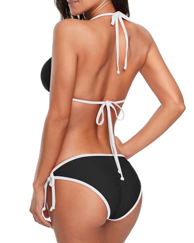 Image of Century Star Women Cute String Triangle Bikini Sets - Swimsuits Two-Piece Tie Side Adjustable Ties Halter Bathing Suit