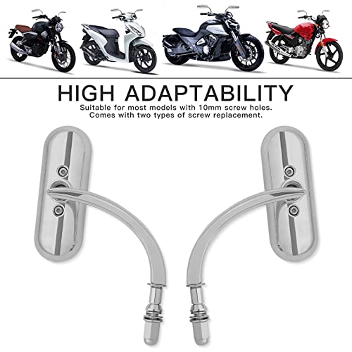 Image of DREAMIZER Motorcycle Mirrors for Handlebars - Universal 8MM 10MM Side Mirror for Street Bike Bobber Cafe Racer Touring Cruiser (Oval-Chrome)