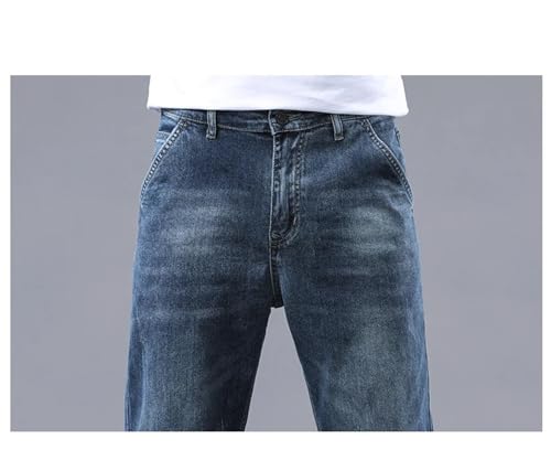 Mnjyihy Men Summer Cotton Loose Straight Jeans Business Casual Stretch Soft Fabric Denim Pants Male Trousers2