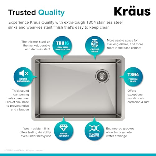 image for Kraus KHU110-27 Standart PRO 27-inch 16 Gauge Undermount Single Bowl S